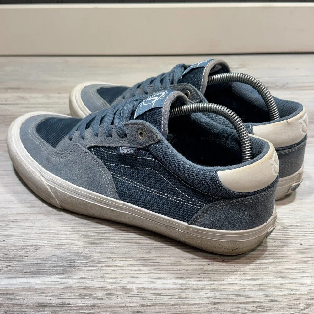 Vans Rowan Zorilla Blue White Suede Canvas Low Top Skate Shoes Mens Size 10.5